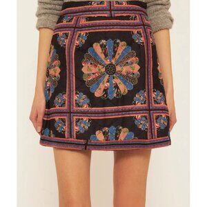Anthropologie Antik Batik Jenny Quilted Mini Skirt Size M (40)
